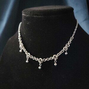 Gothic Victorian classic silver chainmaille necklace with a small silver chain